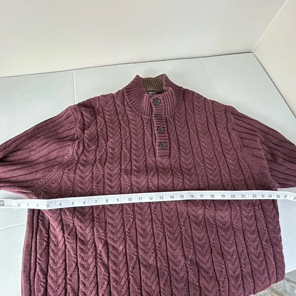 Jos A Bank Cotton Ribbed‎ Fisherman Sweater Mens XXL Henley Pullover Casual